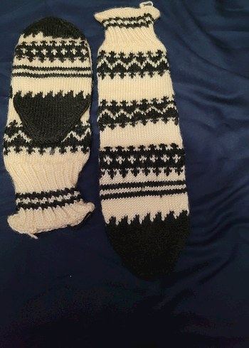 Erkek Çocuk Örgü çoraplar Beyaz Siyah - Görsel 4