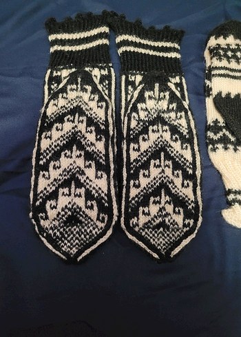 Erkek Çocuk Örgü çoraplar Beyaz Siyah - Görsel 2