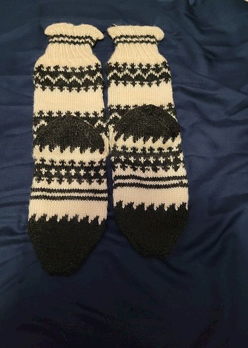 Erkek Çocuk Örgü çoraplar Beyaz Siyah - Görsel 9