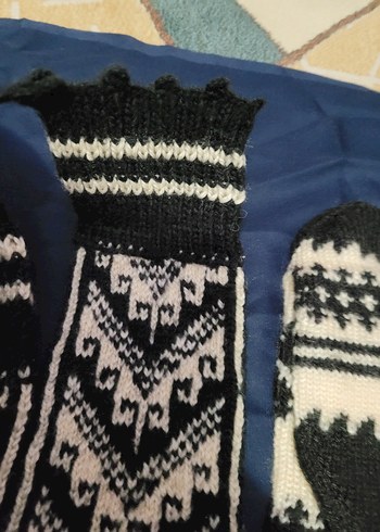 Erkek Çocuk Örgü çoraplar Beyaz Siyah - Görsel 5