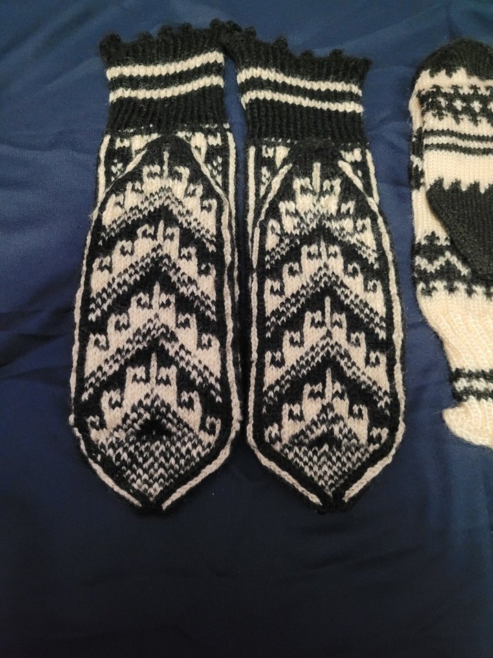 Erkek Çocuk Örgü çoraplar Beyaz Siyah - Görsel 2