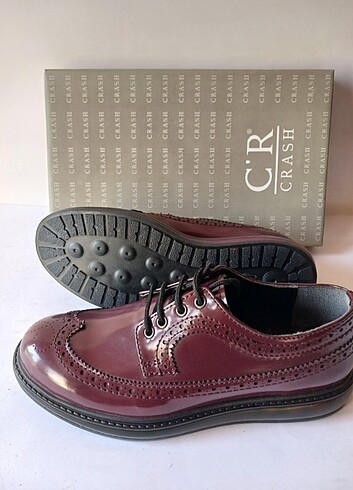 Crash Bordo Rugan Oxford Ayakkabı. Rahat Silikon Esnek Taban.Yen