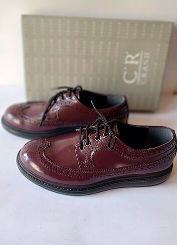 37 Beden Crash Bordo Rugan Oxford Ayakkabı. Rahat Silikon Esnek Taban.Yen
