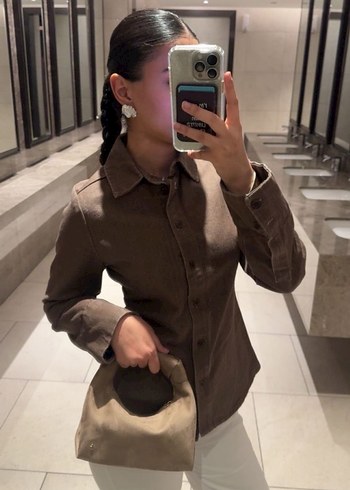 Zara Düğmeli Keten Gömlek Kadın