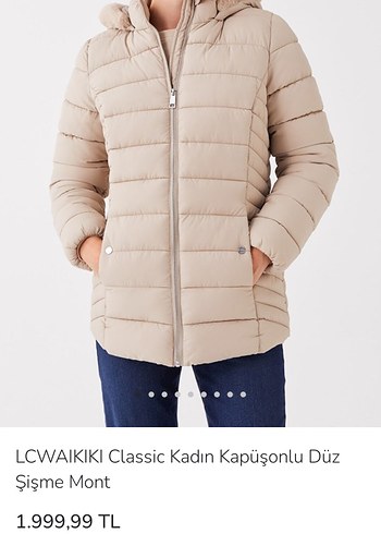 LC Waikiki Bej Kadın Kapüşonlu Şişme Mont