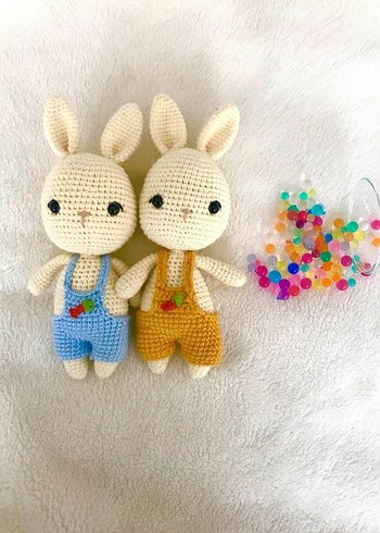 Pastel Renkli Örgü Tavşan Peluş Oyuncak