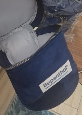 Bepanthol Fermuarlı Mavi Kadife Makyaj Çantası - Görsel 5