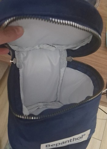 Bepanthol Fermuarlı Mavi Kadife Makyaj Çantası - Görsel 4