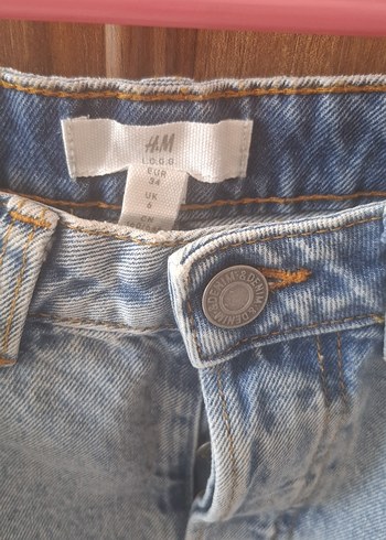 H&M H&M Tokalı Mavi Denim Midi Etek