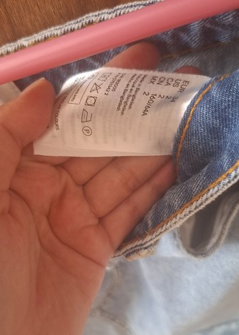 34 Beden H&M Tokalı Mavi Denim Midi Etek