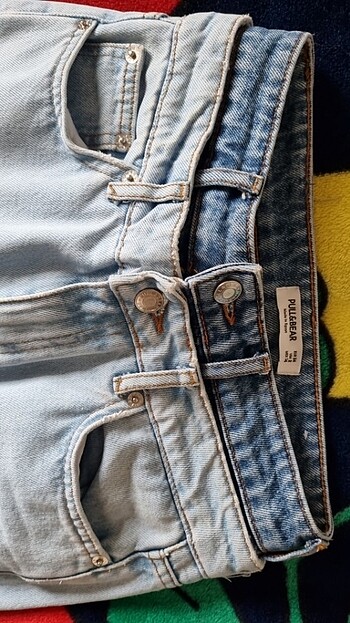 34 Beden mavi Renk bel detaylı pull&bear buz mavisi jean (34)