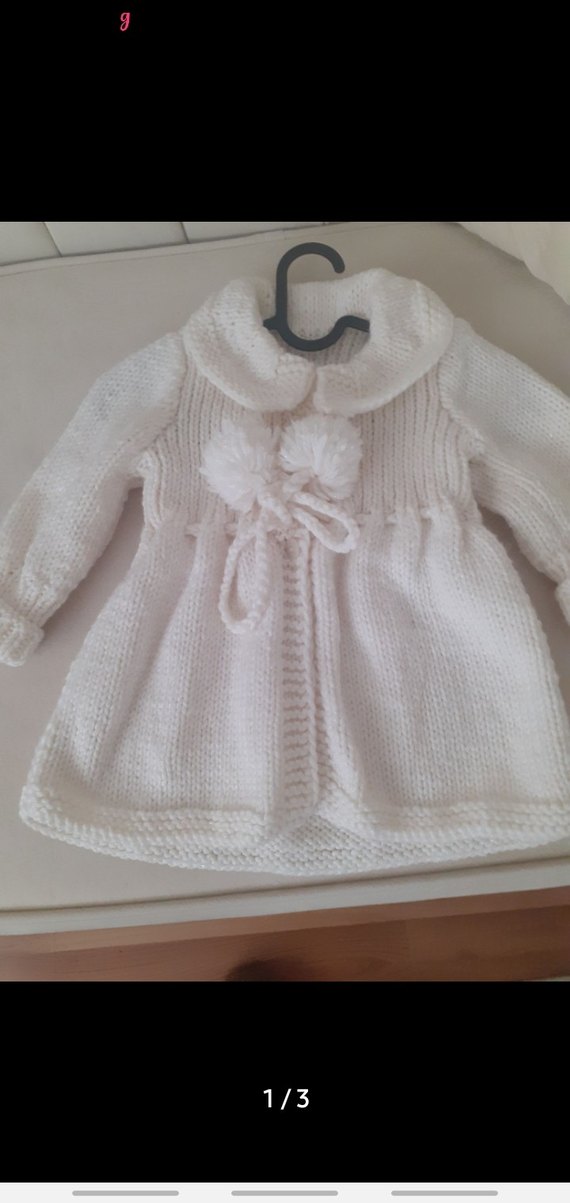 Beyaz Örgü Kız Çocuk Hırka - Görsel 3