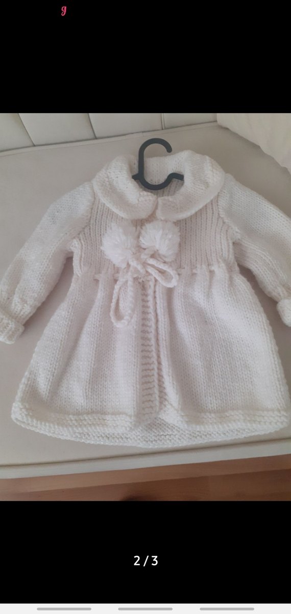 Beyaz Örgü Kız Çocuk Hırka - Görsel 2