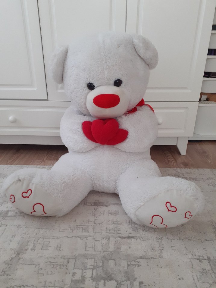 Beyaz Kalpli Peluş Ayıcık - Görsel 2