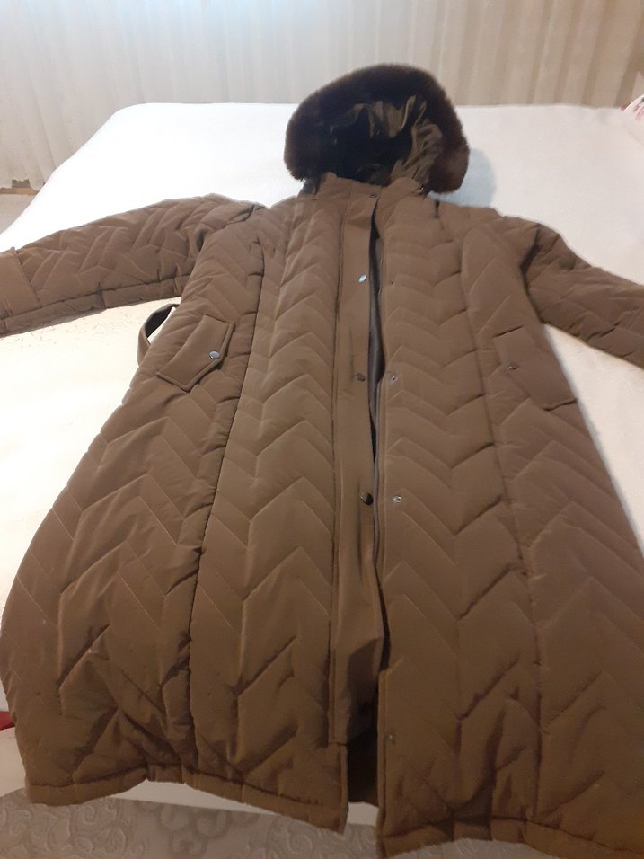 Kahverengi Kadın Uzun Kışlık Mont - Görsel 4