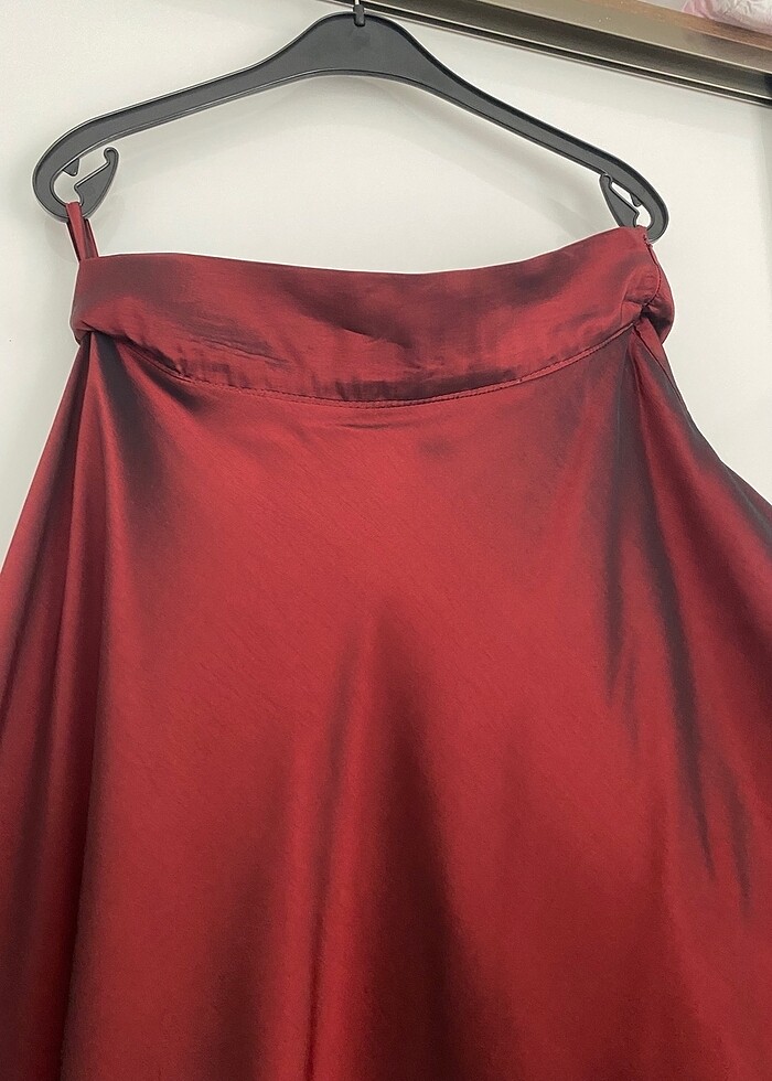 Bordo saten etek - Görsel 2