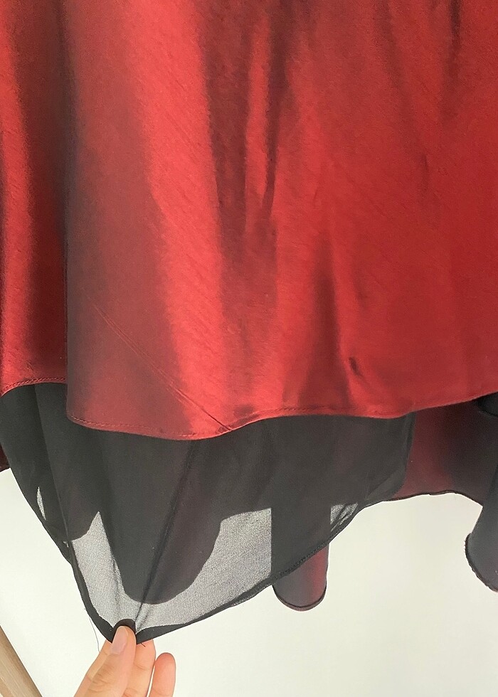 Bordo saten etek - Görsel 4