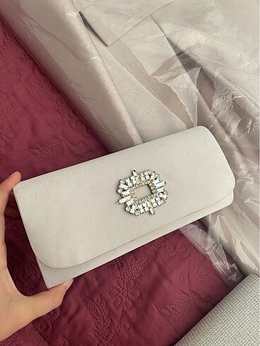 Bej rengi saten çanta - Görsel 3