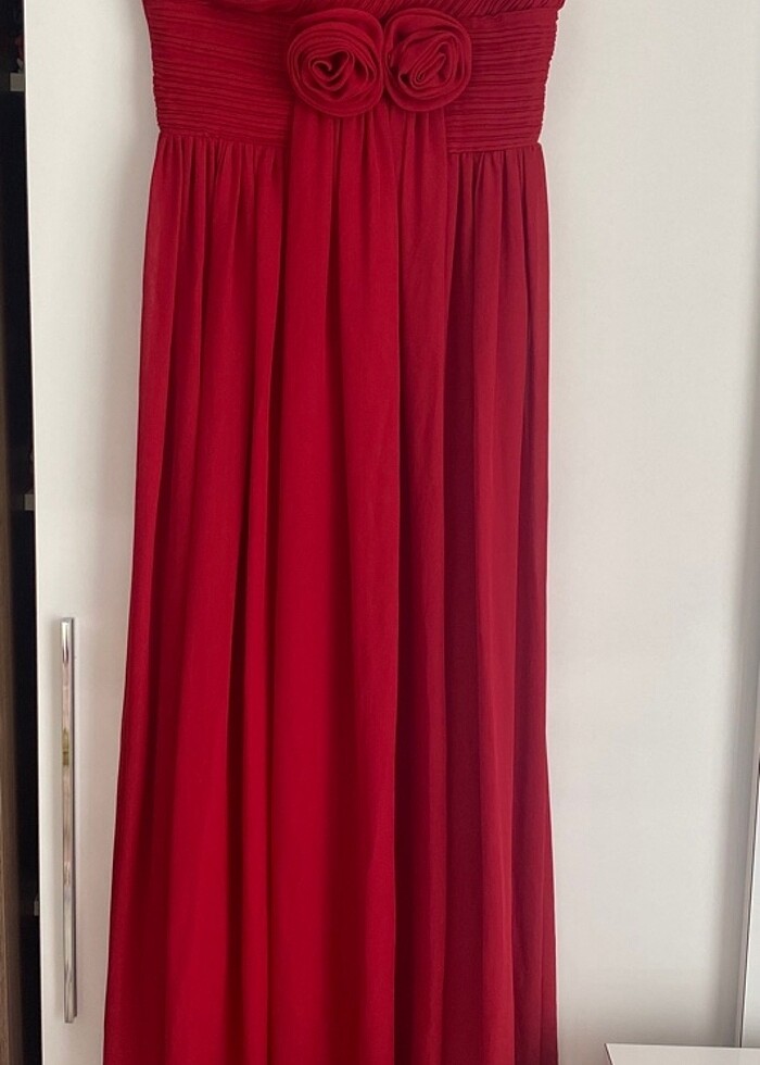 Bordo şifon abiye - Görsel 2