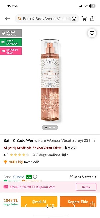 Bath & Body Works Bath and Body Works pure wonder vücut spreyi