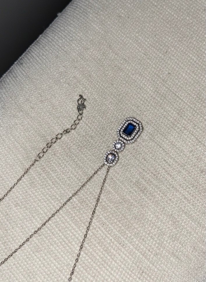 So CHIC | Safir Masalı 18K Altın Kaplama Gümüş Baget Kolye - Görsel 2