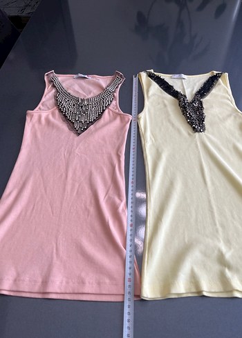 Pembe Payetli V Yakalı Kolsuz Mini Üst - Görsel 2