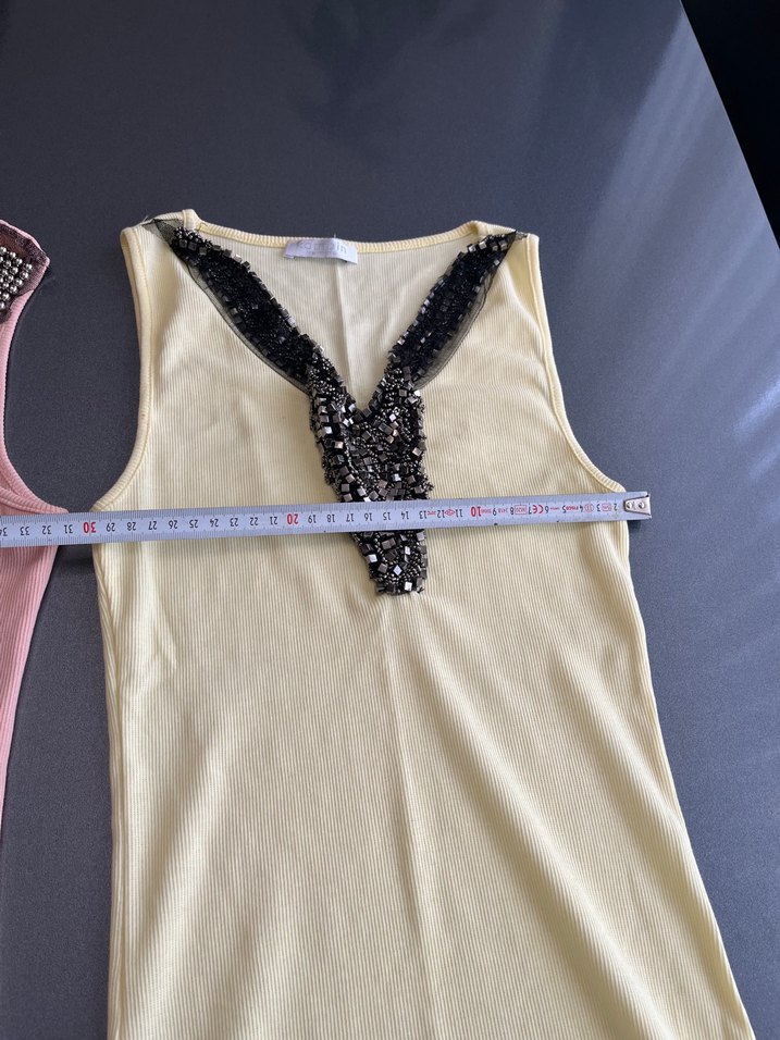 Pembe Payetli V Yakalı Kolsuz Mini Üst - Görsel 4