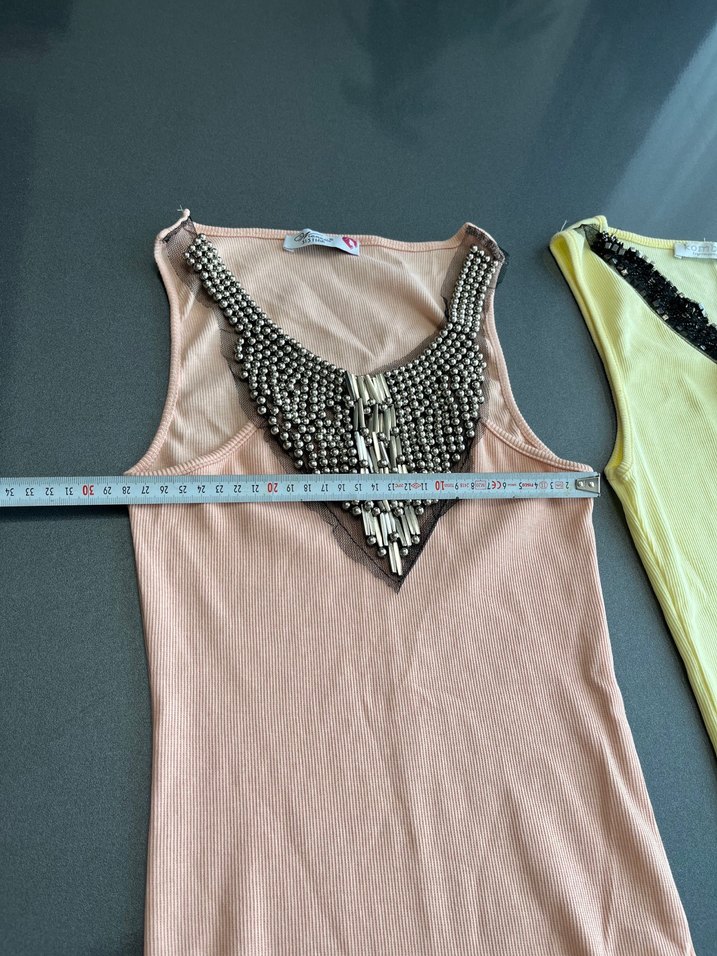 Pembe Payetli V Yakalı Kolsuz Mini Üst - Görsel 3