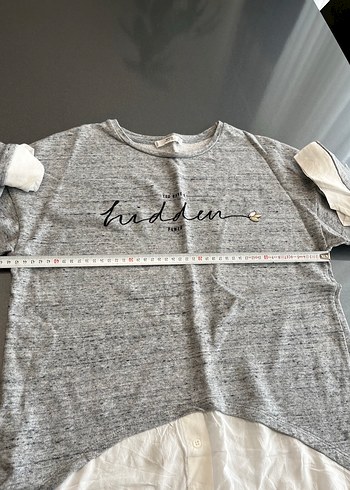 Gri Kız Sweatshirt Düğmeli Detaylı - Görsel 3