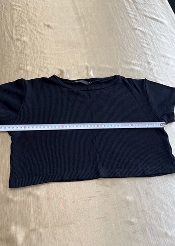 Siyah Kısa Kollu Kadın Crop Top - Görsel 3