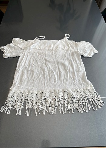 Dantel Detaylı Bohem Beyaz Straplez Bluz - Görsel 5