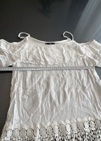 Dantel Detaylı Bohem Beyaz Straplez Bluz - Görsel 3