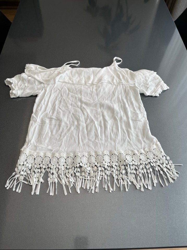 Dantel Detaylı Bohem Beyaz Straplez Bluz - Görsel 5