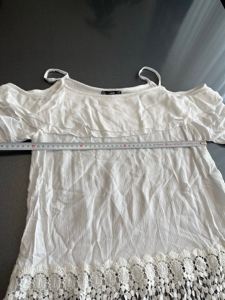 Dantel Detaylı Bohem Beyaz Straplez Bluz - Görsel 3