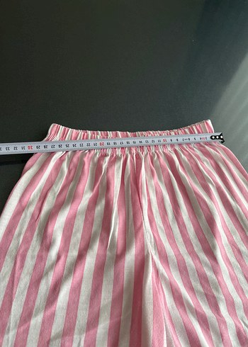 m Beden Pembe Çizgili Kısa Kollu Kadın Pijama Takımı
