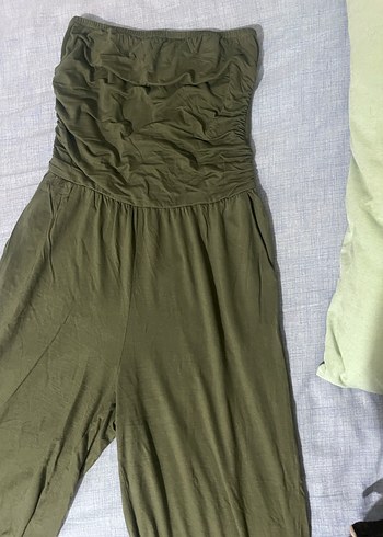 Gri Askısız Uzun Keten Tulum - Görsel 2