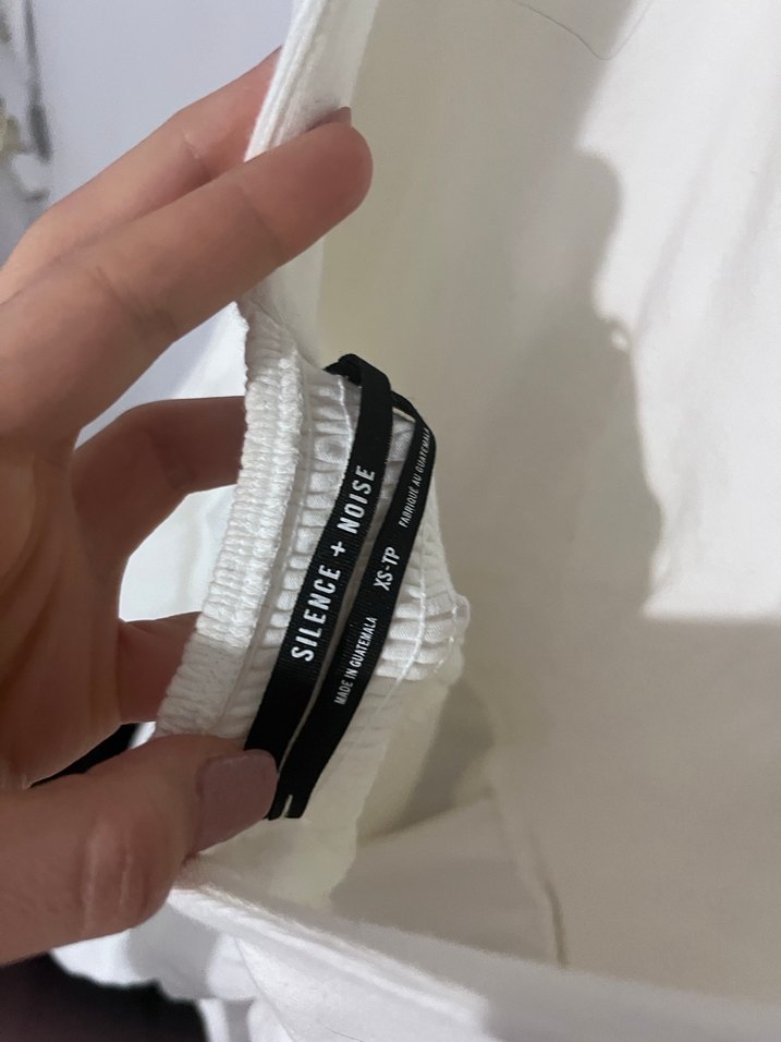 Beyaz Keten Midi Elbise V Yaka - Görsel 3