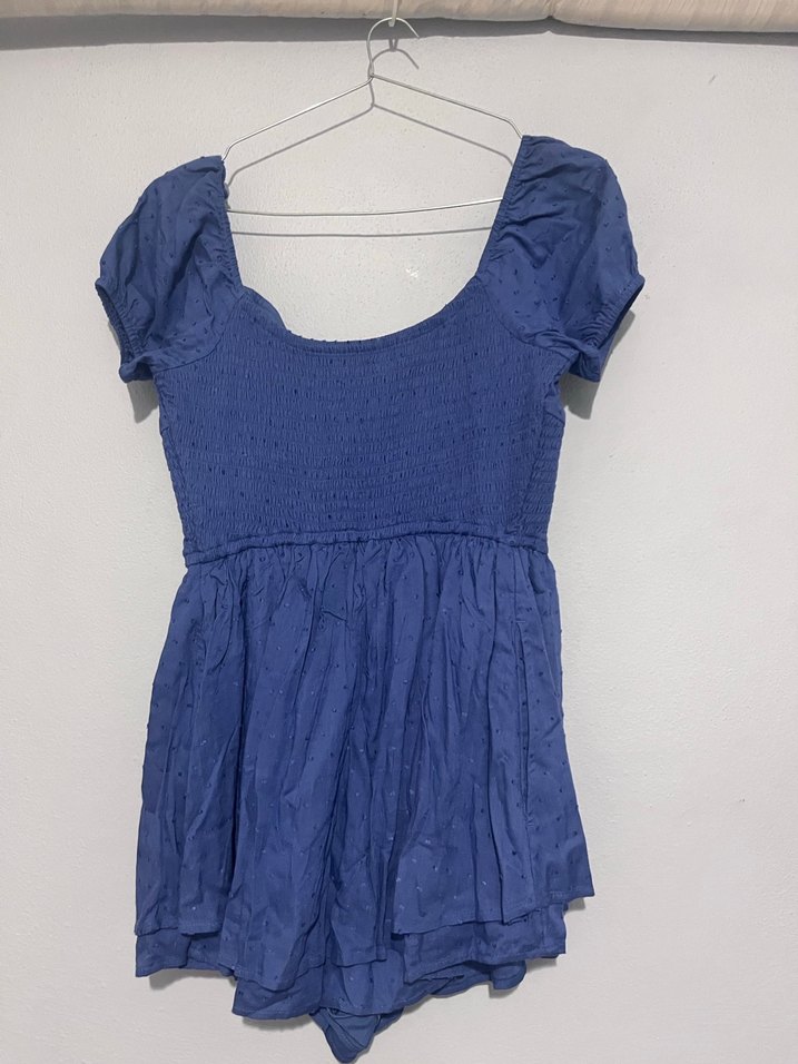 Lacivert V Yaka Keten Midi Elbise - Görsel 2