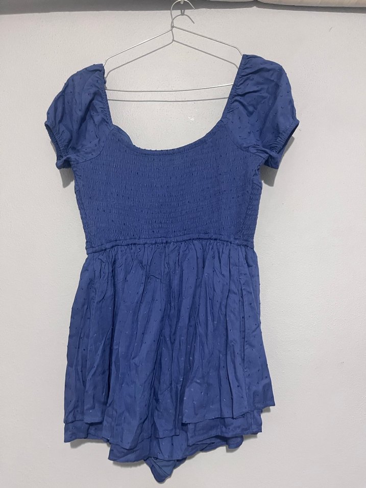 Lacivert V Yaka Keten Midi Elbise - Görsel 3