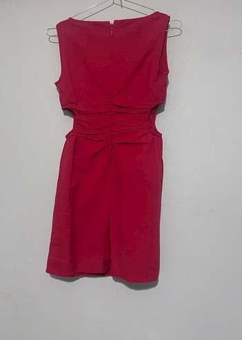 Kırmızı Drapeli V Yaka Mini Elbise - Görsel 3