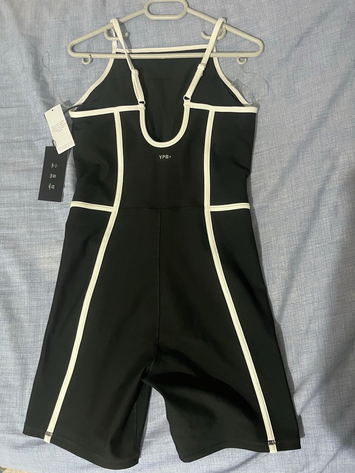 Siyah Beyaz Çizgili Kadın Mini Tulum mayo - Görsel 2