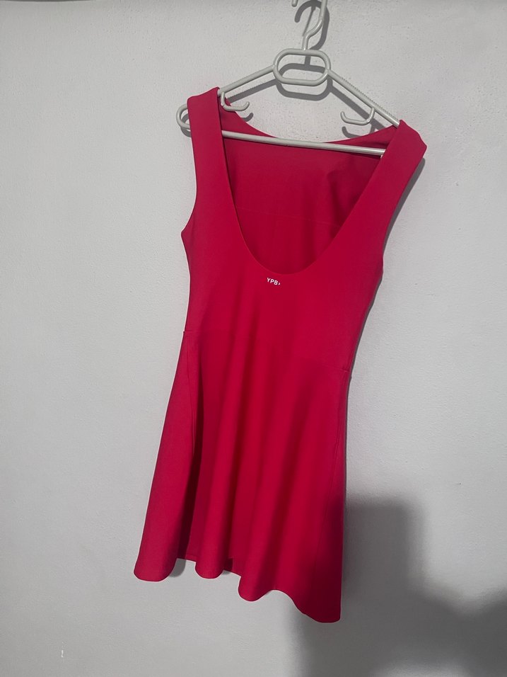 Kolsuz Kırmızı Midi Elbise mayo - Görsel 2