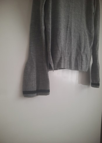 Gri Kadın Boğazlı İnce Triko Kazak - Görsel 3