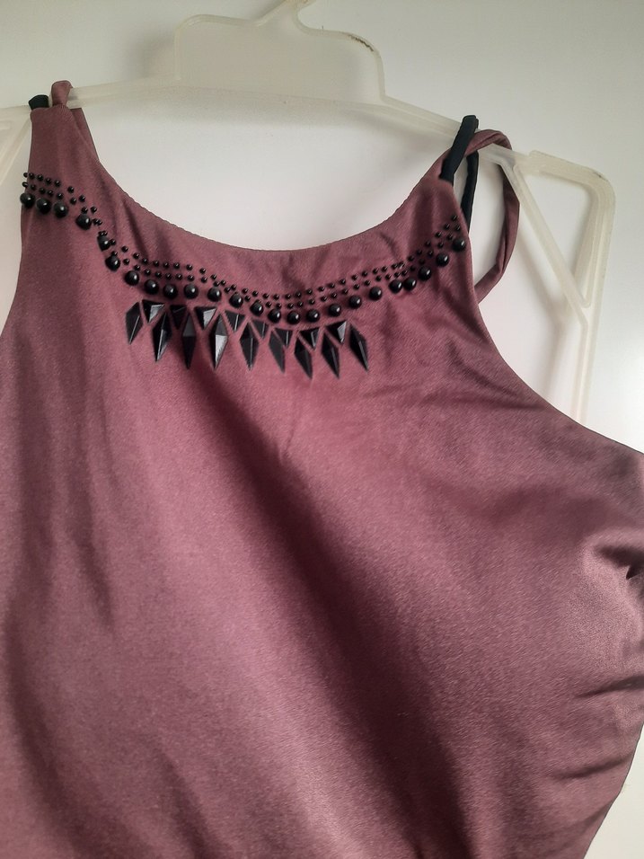 Bordo Kemerli İnce Askılı Mayo - Görsel 2