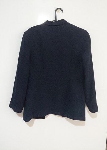 Düğmeli Koyu Mavi Kadın Blazer Ceket - Görsel 5