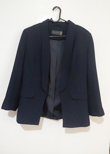 Düğmeli Koyu Mavi Kadın Blazer Ceket - Görsel 2