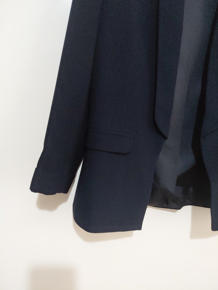 Düğmeli Koyu Mavi Kadın Blazer Ceket - Görsel 3