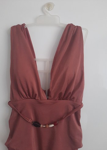 Bordo İnce Askılı Kemerli Bohem Mayo - Görsel 2