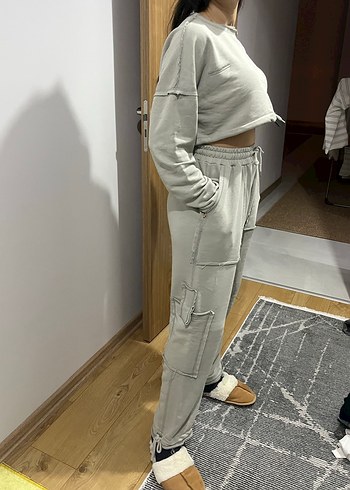 Gri Kadın Rahat Kesim Eşofman Takımı - Görsel 3