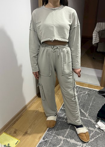 Gri Kadın Rahat Kesim Eşofman Takımı - Görsel 2